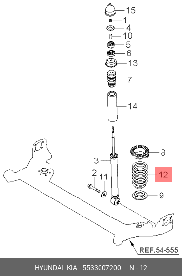Пружина задняя Hyundai Kia 5533007200 12016₽