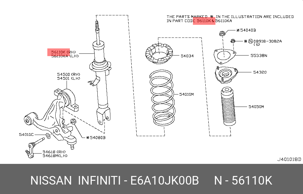Амортизатор передний правый - Nissan E6A10-JK00B