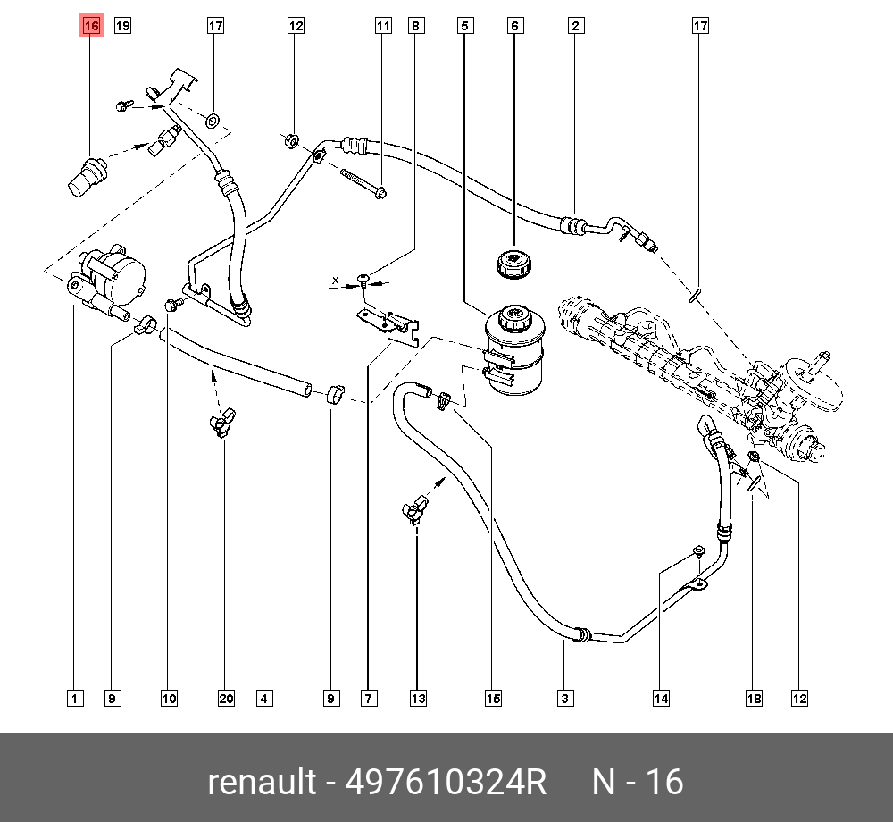 Датчик давления ГУР - Renault 497610324R