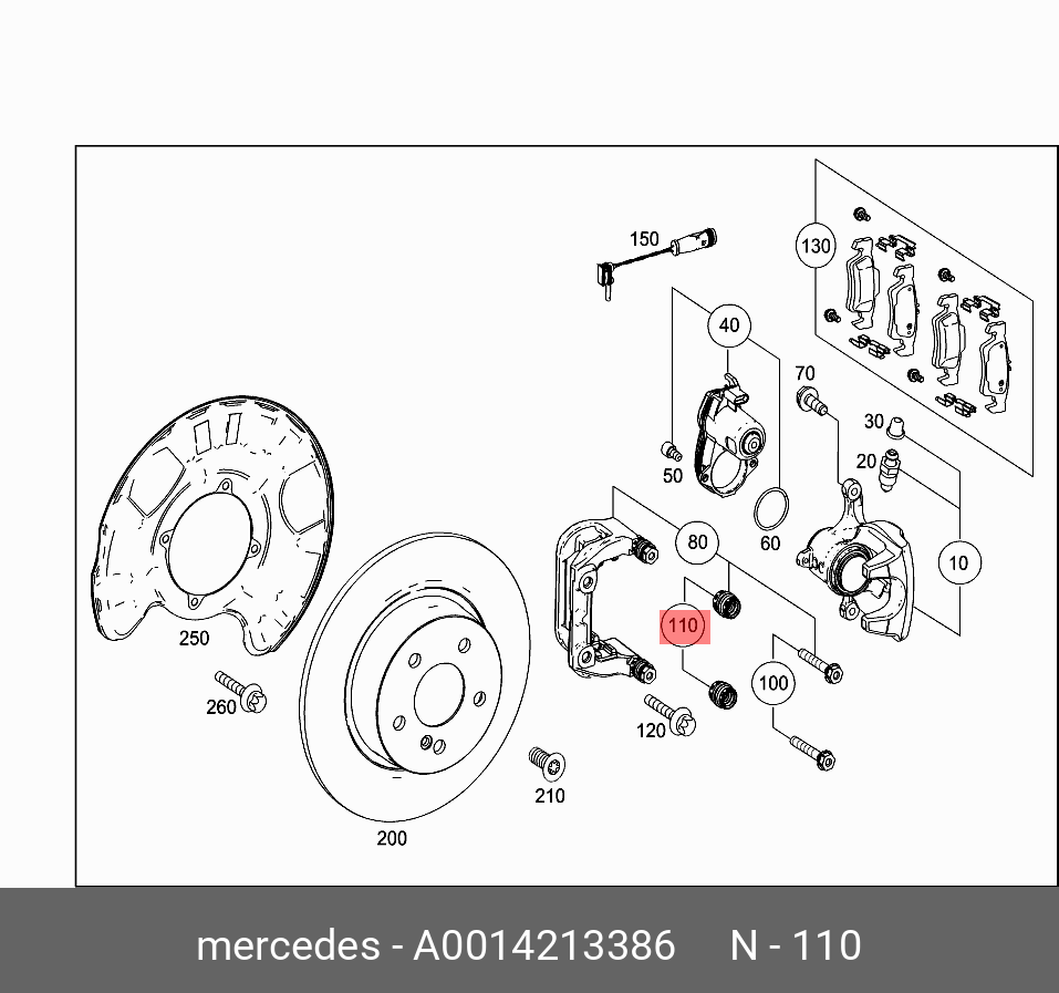 Ремкомплект суппорта - Mercedes A 001 421 33 86