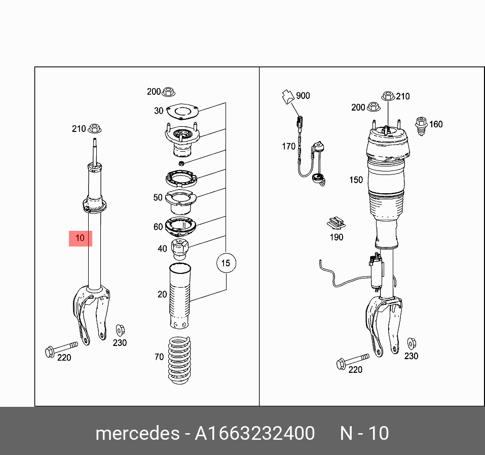 Амортизатор подвески - Mercedes A 166 323 24 00