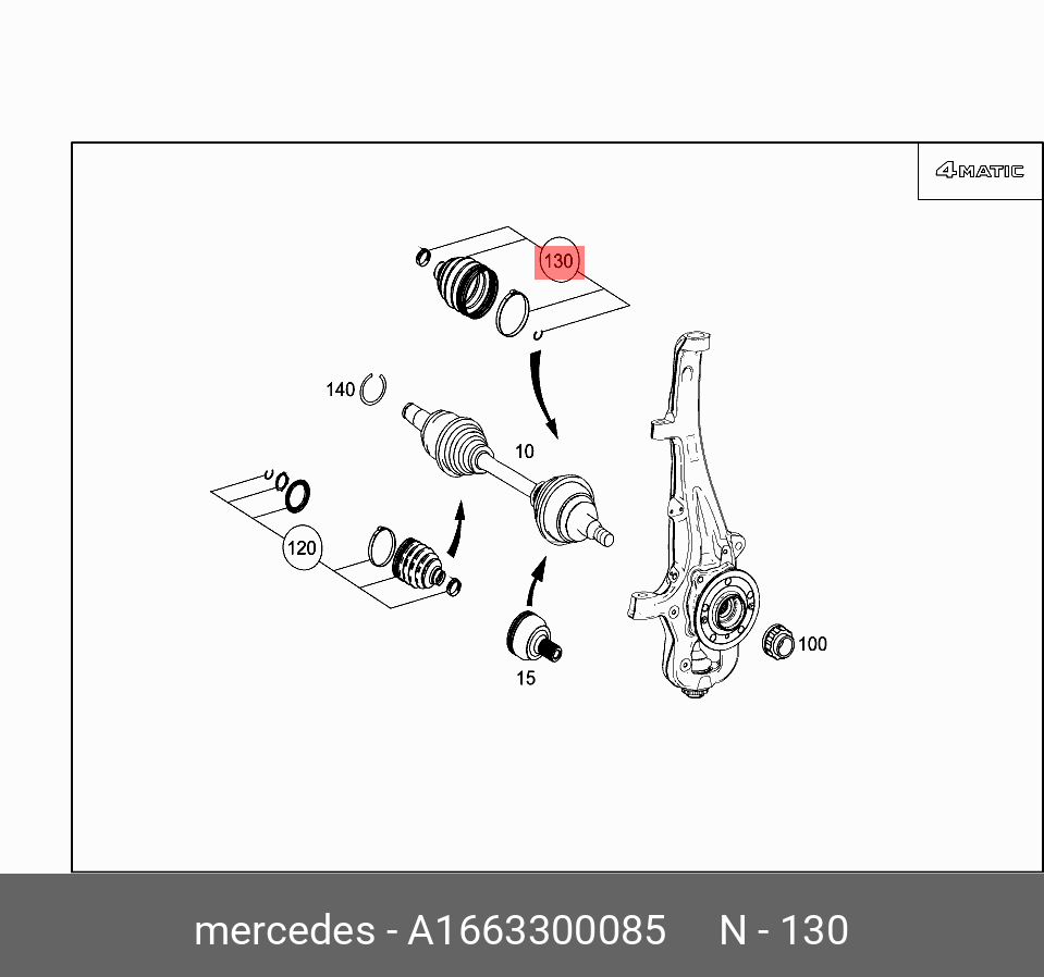 Ремкомплект ШРУСа - Mercedes A1663300085