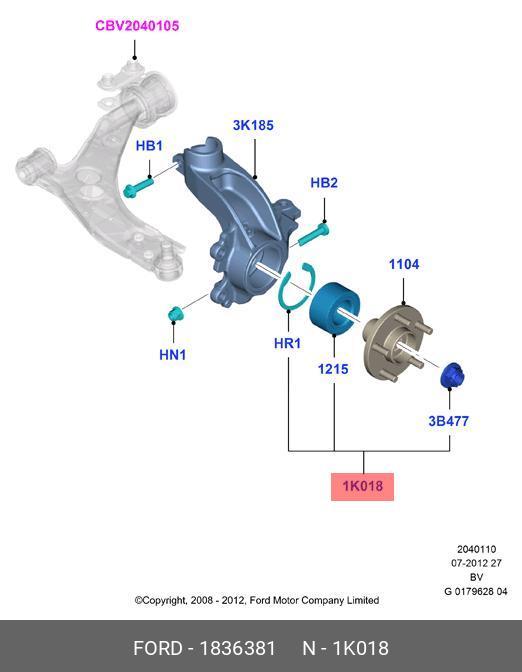 Подшипник ступицы переднего колеса | перед | - Ford 1836381