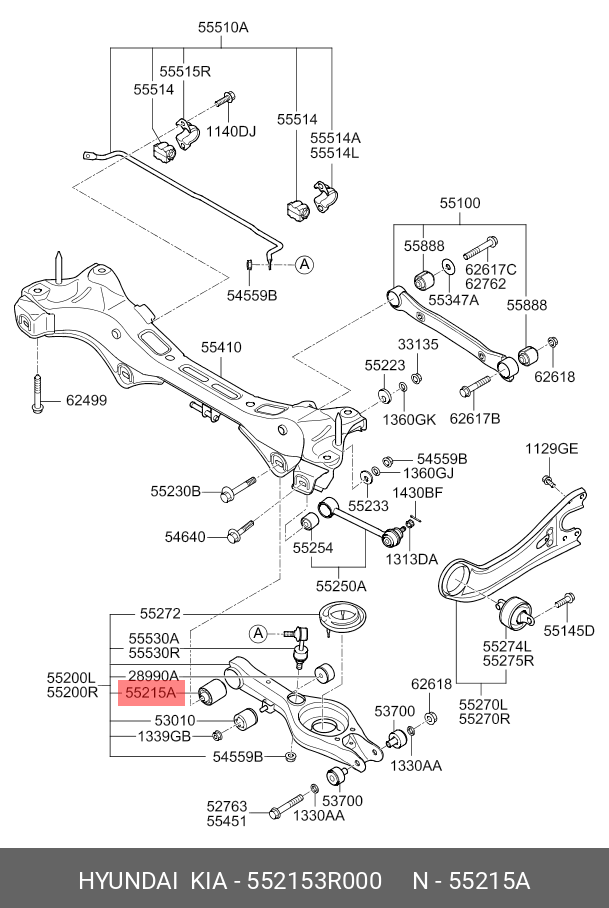 Сайлентблок рычага подвески | зад | - Hyundai/Kia 55215-3R000