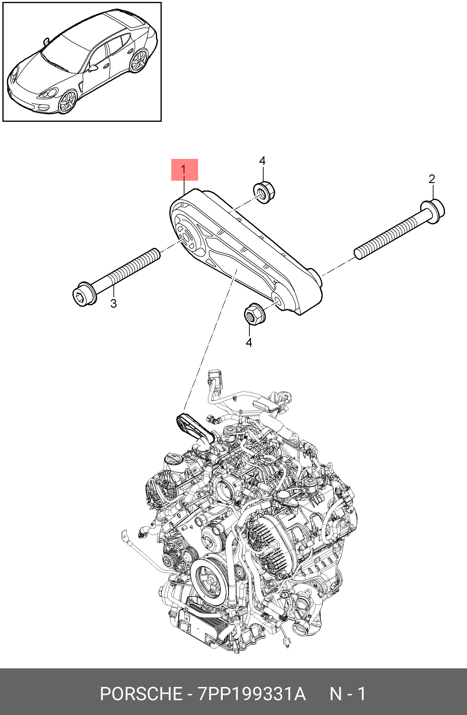 Опора двс верхняя Porsche 7PP199331A