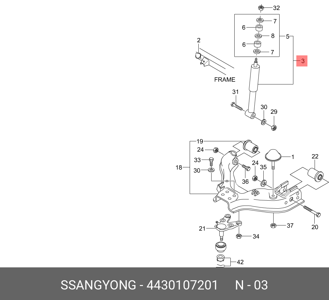 Амортизатор передний газовый - Ssangyong 4430107201