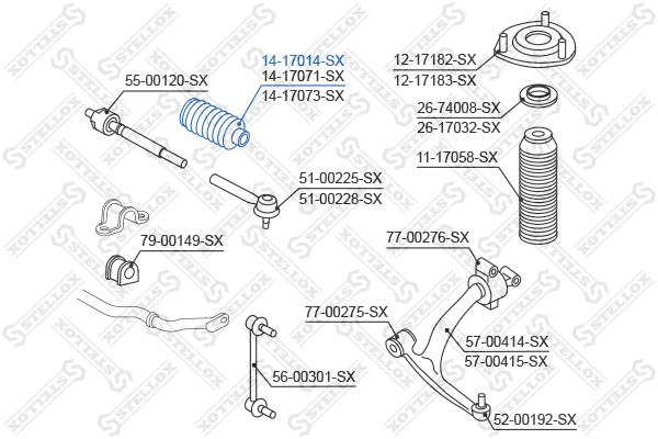 Пыльник рул. рейки  Nissan Infiniti fx45 | лев | - Stellox 14-17014-SX