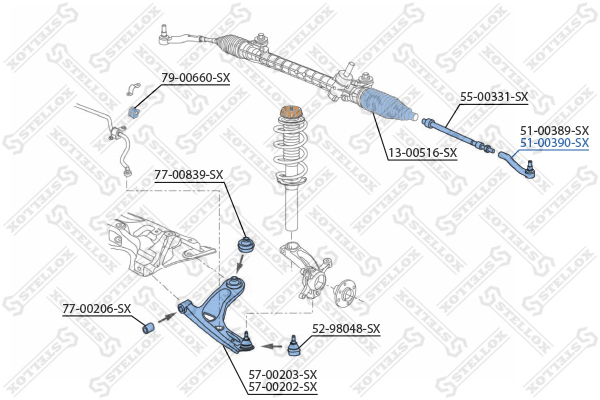 Наконечник рулевой правый Toyota | перед | - Stellox 51-00390-SX