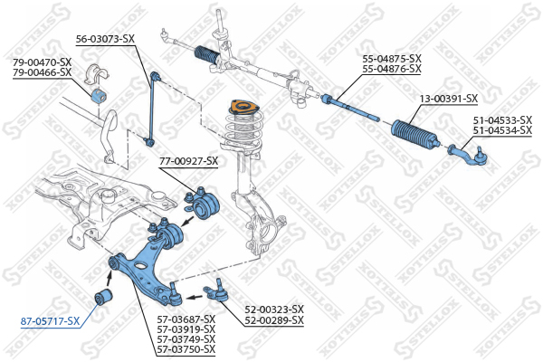 С/б пер. рычага  Volvo s40/v50 all 04>, | перед лев | - Stellox 87-05717-SX