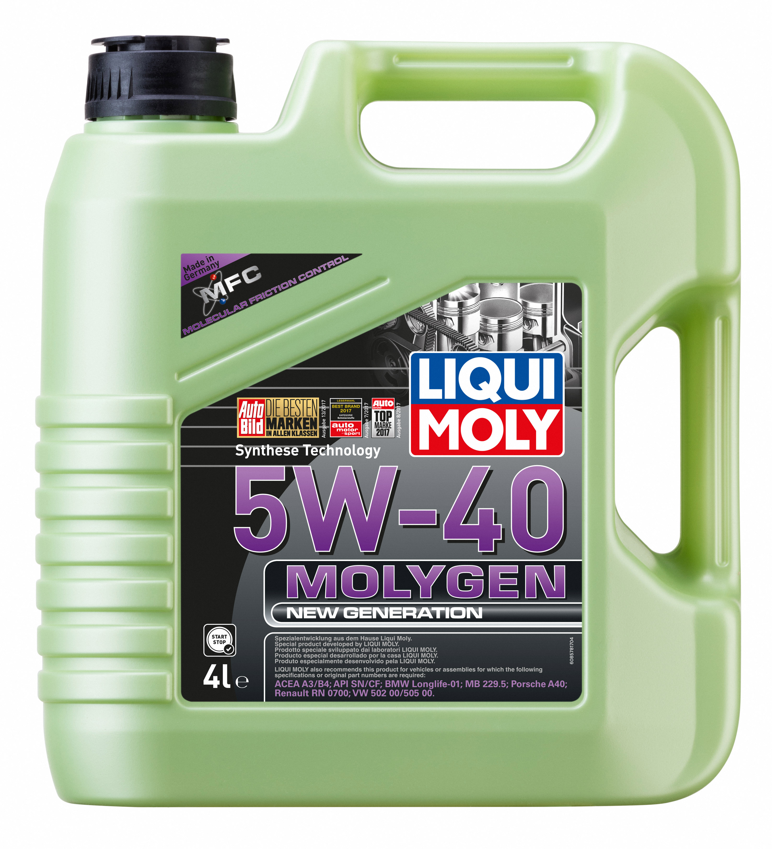 5W-40 SN/СF Molygen New Generation 4л (НС-синт.мотор.масло) - Liqui Moly 9054