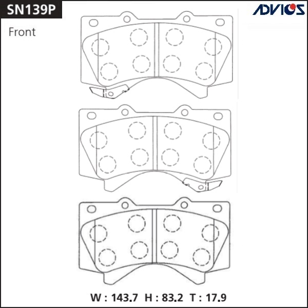 Колодки тормозные дисковые | перед | - ADVICS SN139P