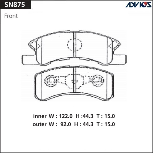 Колодки тормозные дисковые | перед | - ADVICS SN875