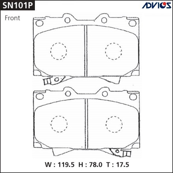 Дисковые тормозные колодки - ADVICS SN101P