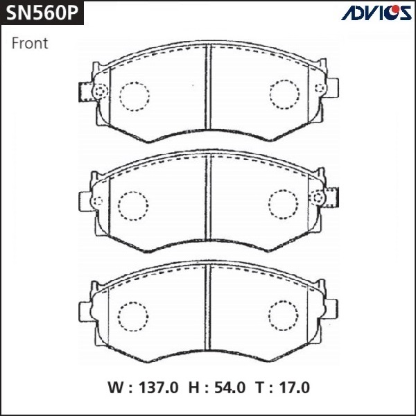 Колодки тормозные дисковые | перед | - ADVICS SN560P