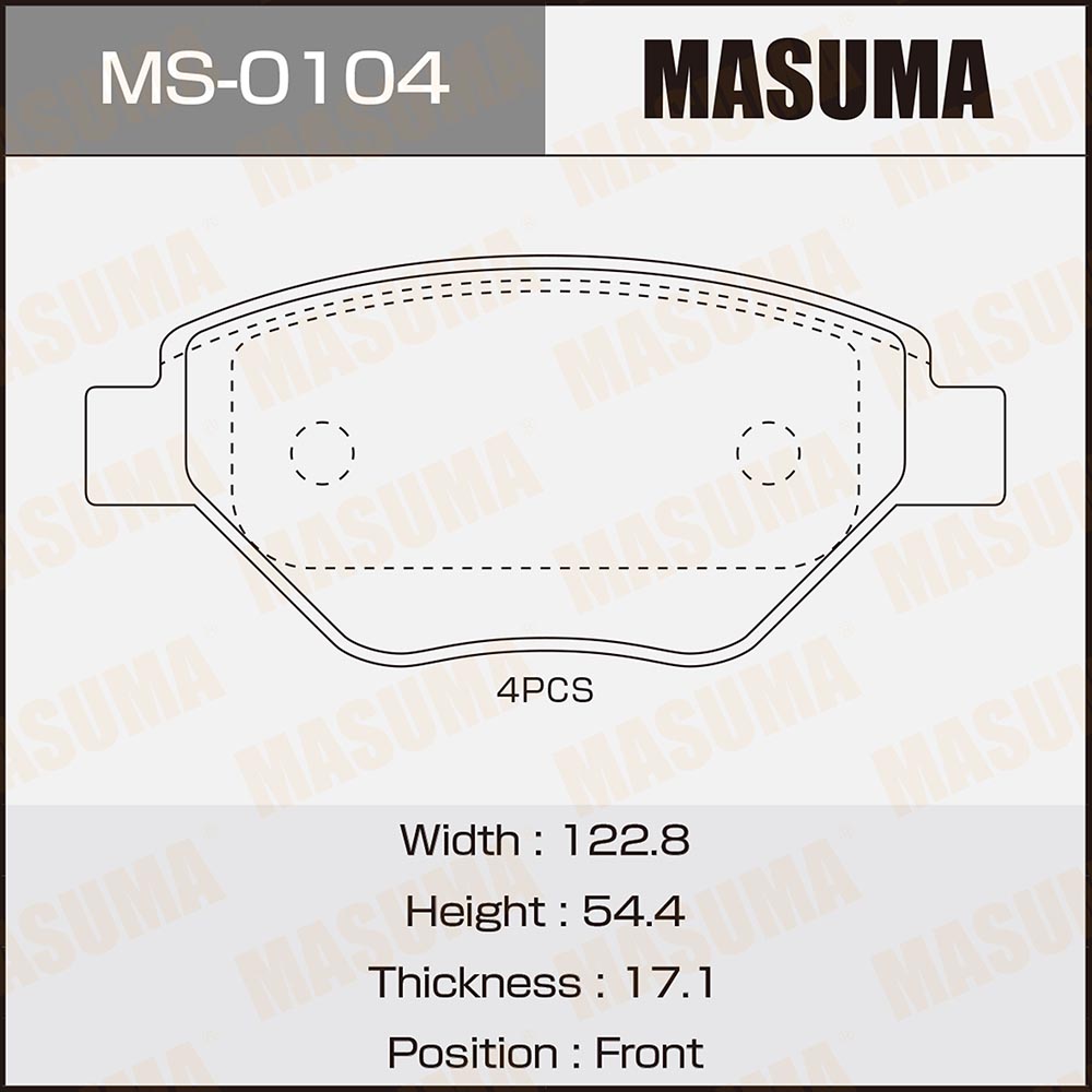Колодки тормозные дисковые | перед | - Masuma MS-0104