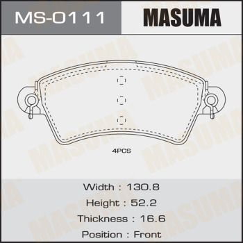 Колодки тормозные дисковые | перед | - Masuma MS-0111