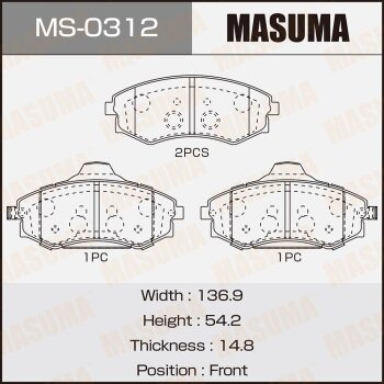 Колодки тормозные дисковые | перед | - Masuma MS-0312