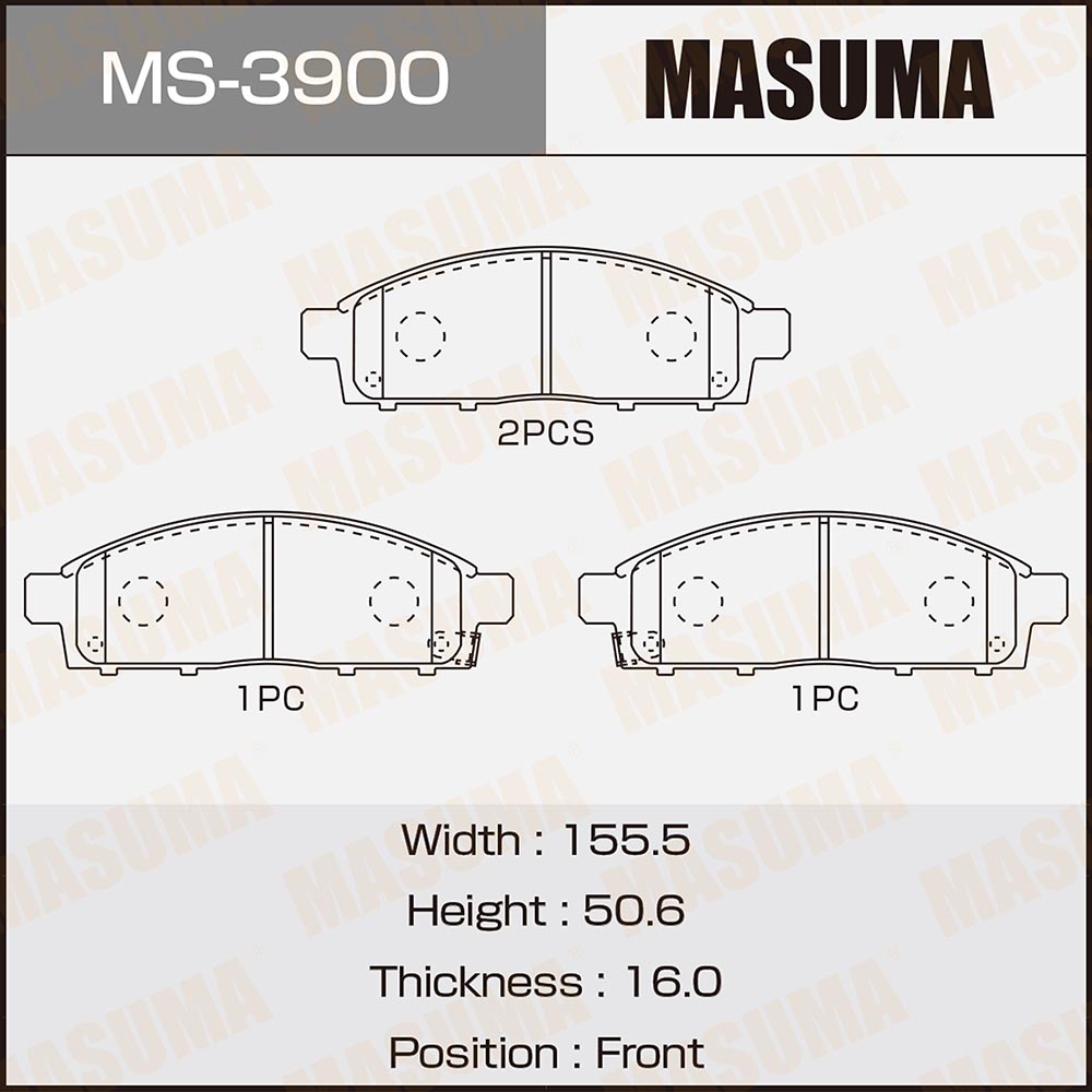 Колодки тормозные дисковые | перед | - Masuma MS-3900