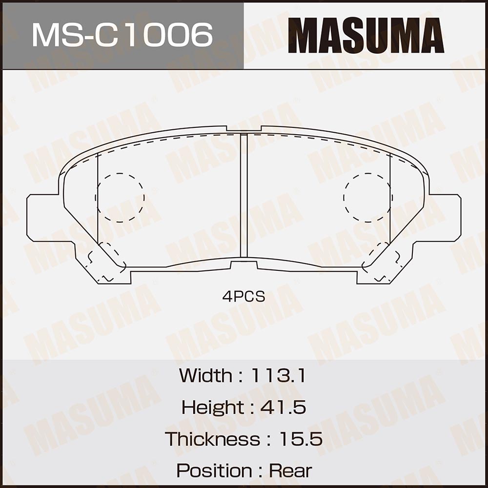 Колодки тормозные дисковые | зад | - Masuma MS-C1006