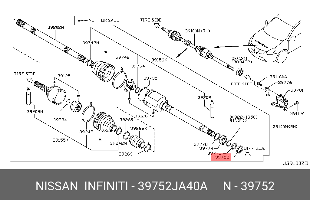 Пыльник ШРУСа - Nissan 39752-JA40A