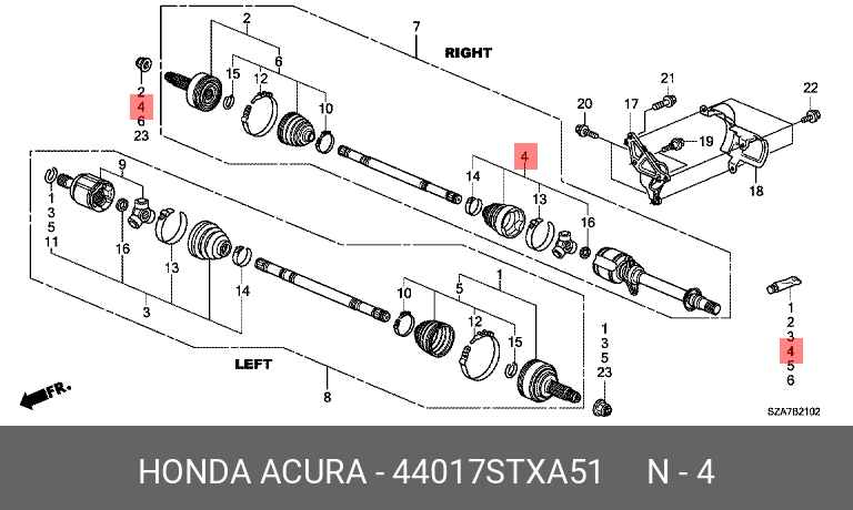 Шрус внутренний - Honda 44017-STX-A51