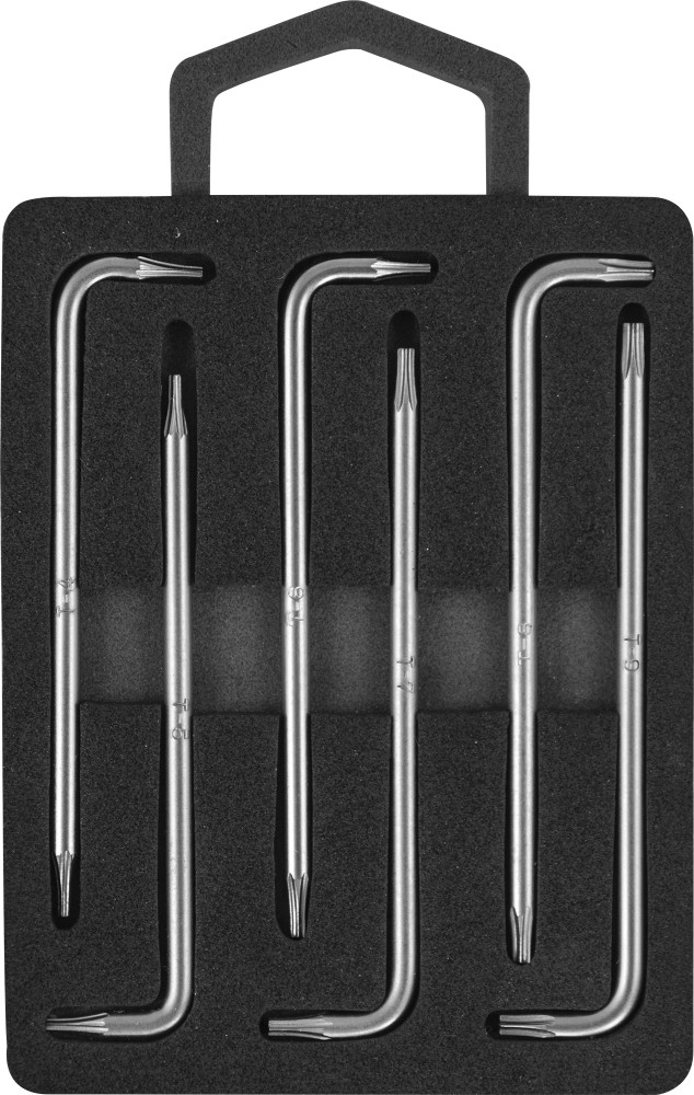 Комплект угловых ключей torx с центрированным штифтом т4-т9, 6 предметов S2 мат - JONNESWAY H09MT06S