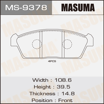 Колодки дисковые Masuma (pf-9378, an-448, d9023) - Masuma MS9378