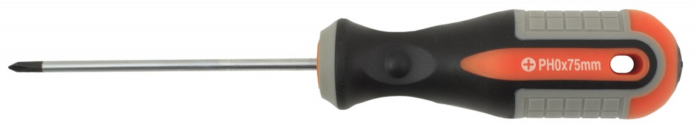 Отвертка round grip крестовая PH0x75 мм. - Ombra 751075