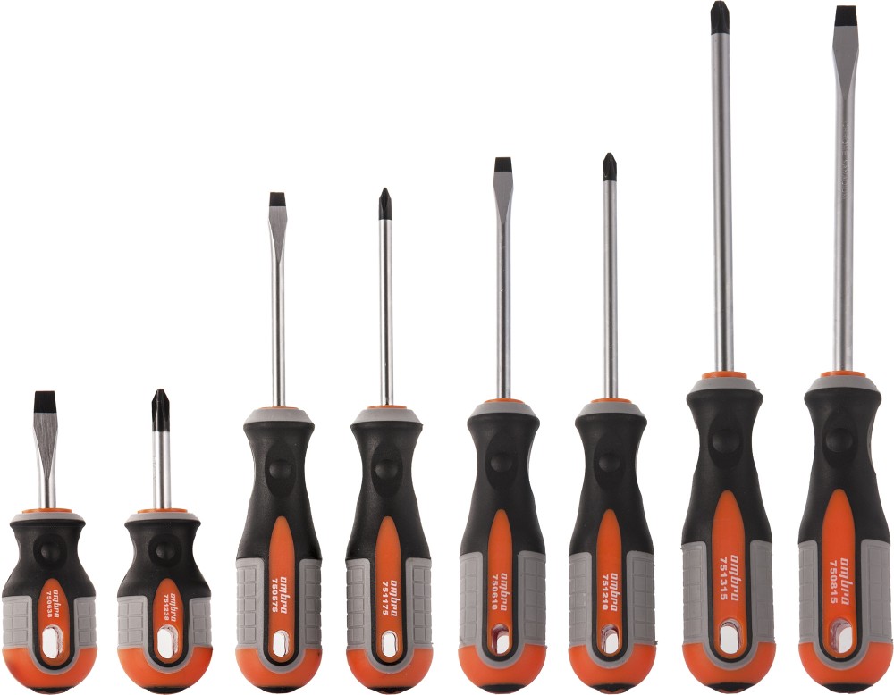 Набор отверток стержневых round grip, 8 предметов - Ombra 975008