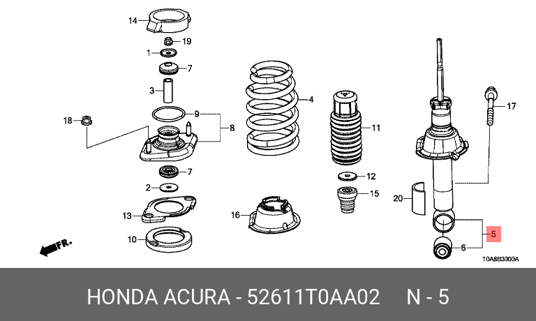Амортизатор | зад прав/лев | - Honda 52611-T0A-A02