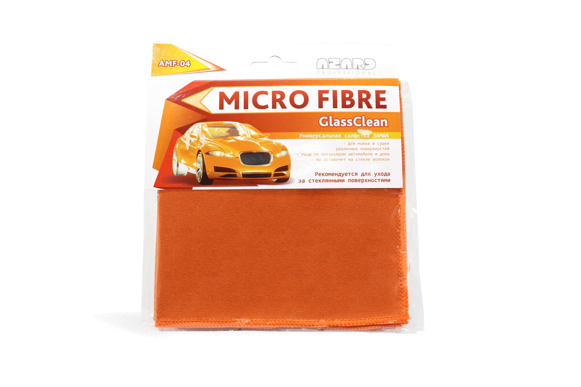 Салфетка замшевая из микрофибры GlassClean 34х34 - AZARD AMF04