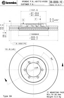Диск тормозной Standard | перед |