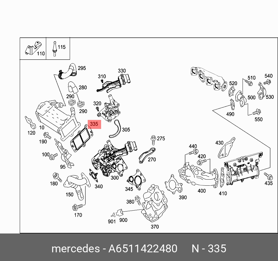 Прокладка клапана EGR - Mercedes A6511422480