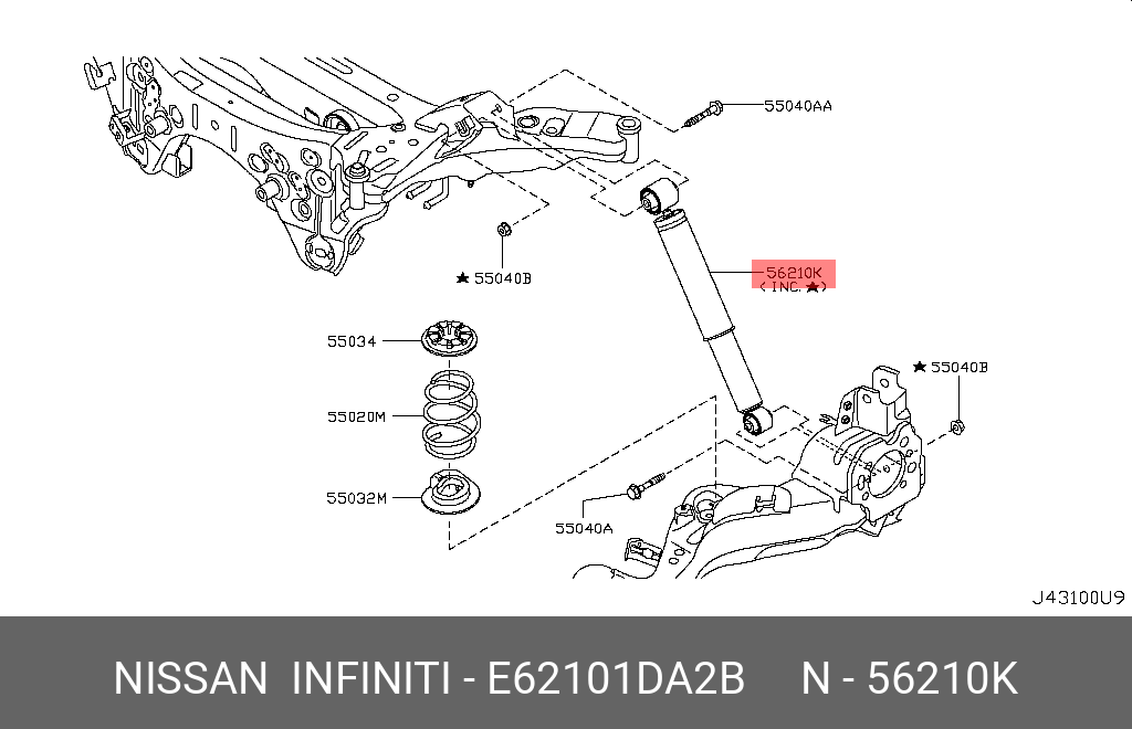 Амортизатор | зад прав/лев | - Nissan E6210-1DA2B