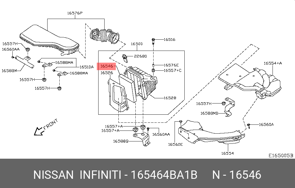 Фильтр воздушный - Nissan 16546-4BA1B