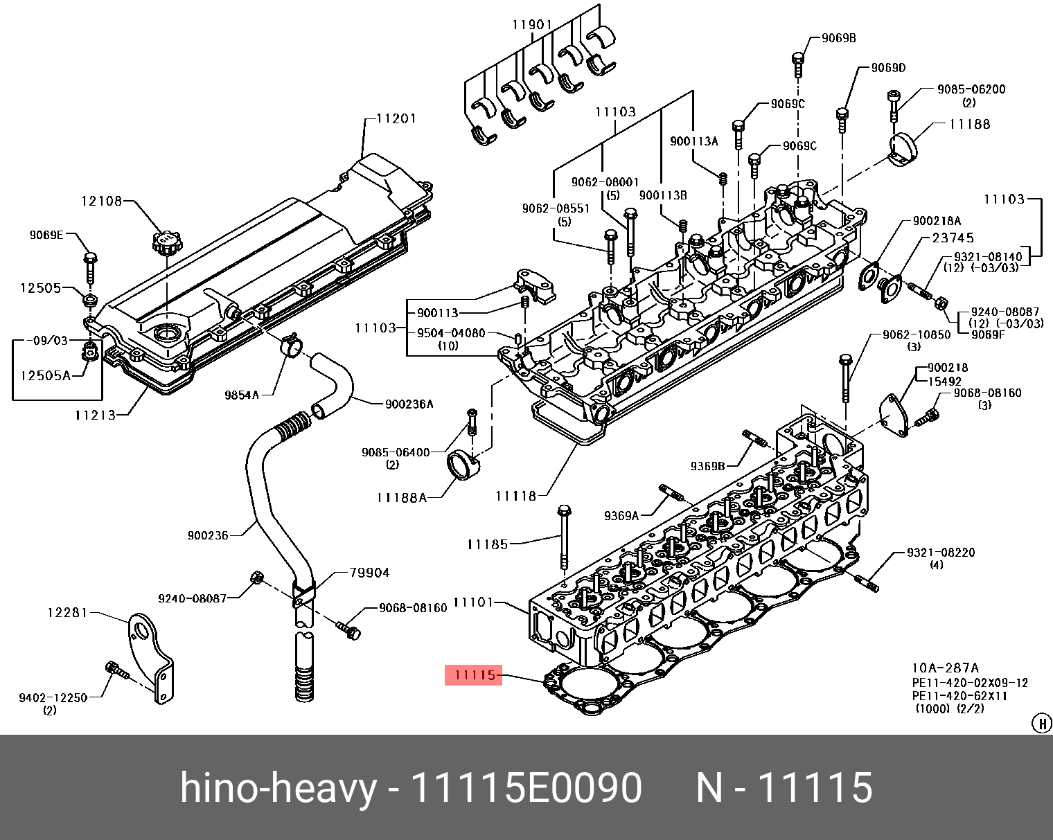 Прокладка ГБЦ - Hino 11115-E0090