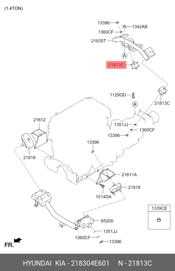 Подушка коробки передач - Hyundai/Kia 218304E601