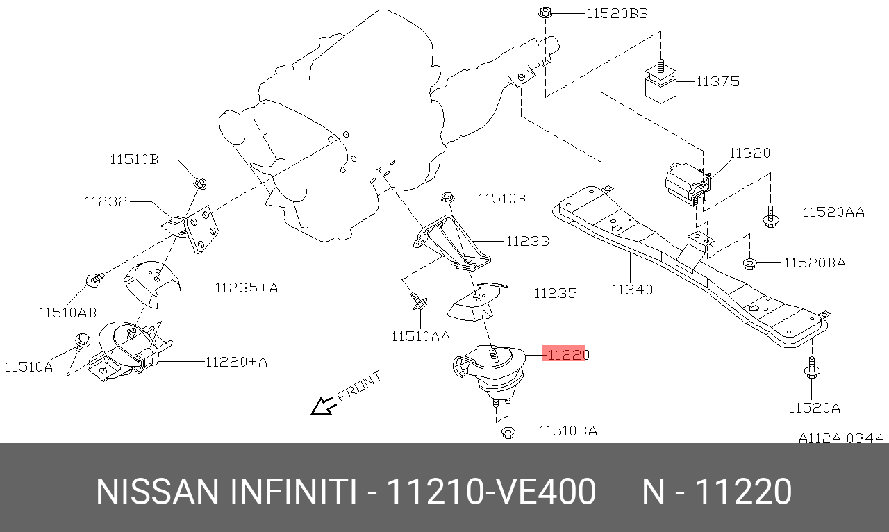 Подушка двигателя - Nissan 11210-VE400
