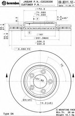 Диск тормозной UV Coated | перед | - Brembo 09.B311.11