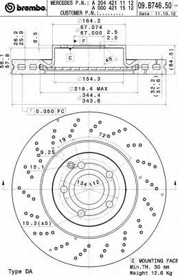 Диск тормозной UV Coated | перед | - Brembo 09.B746.51