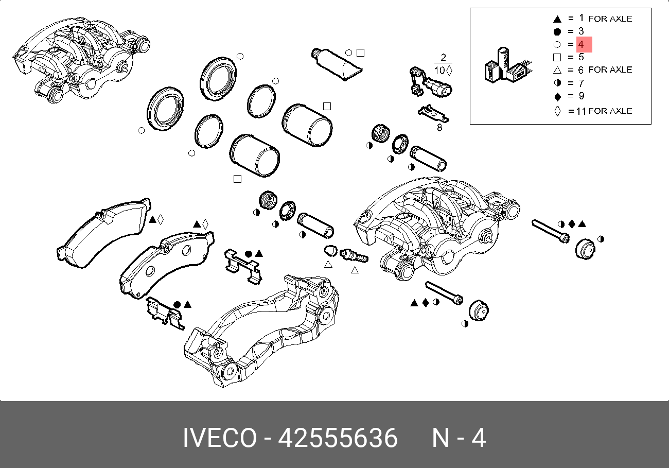 Ремкомплект тормозного суппорта (манжеты) daily - Iveco 42555636