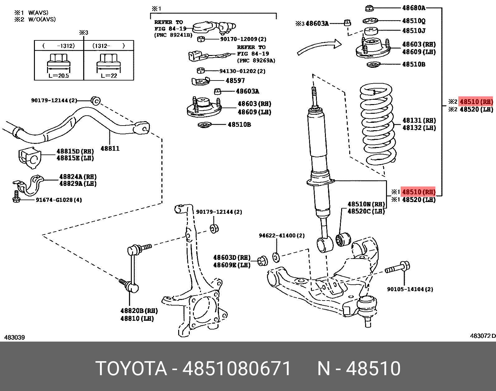 Амортизатор | перед прав | - Toyota 48510-80671