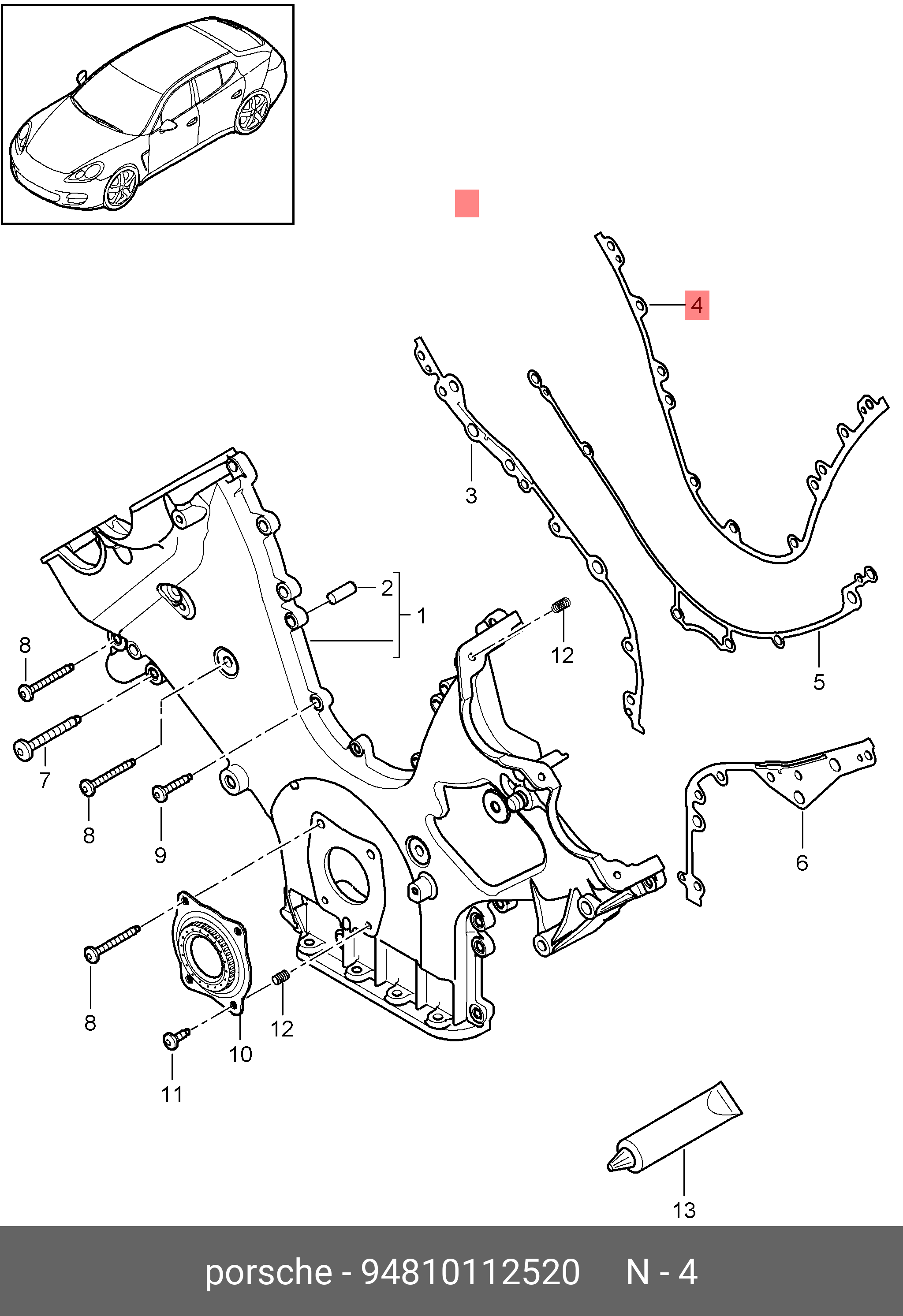 Прокладка передней крышки ДВС - Porsche 94810112520