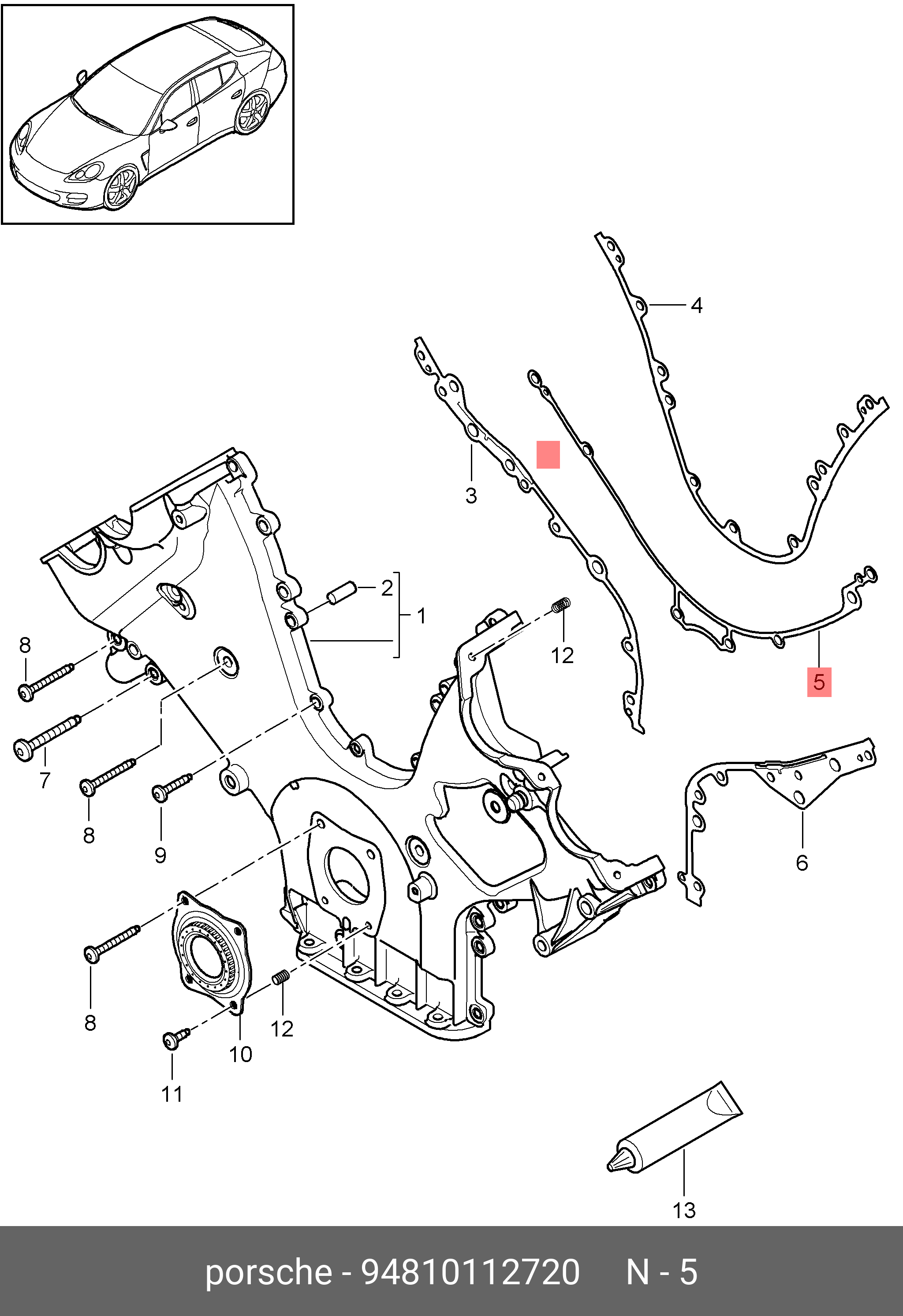 Прокладка передней крышки ДВС - Porsche 94810112720