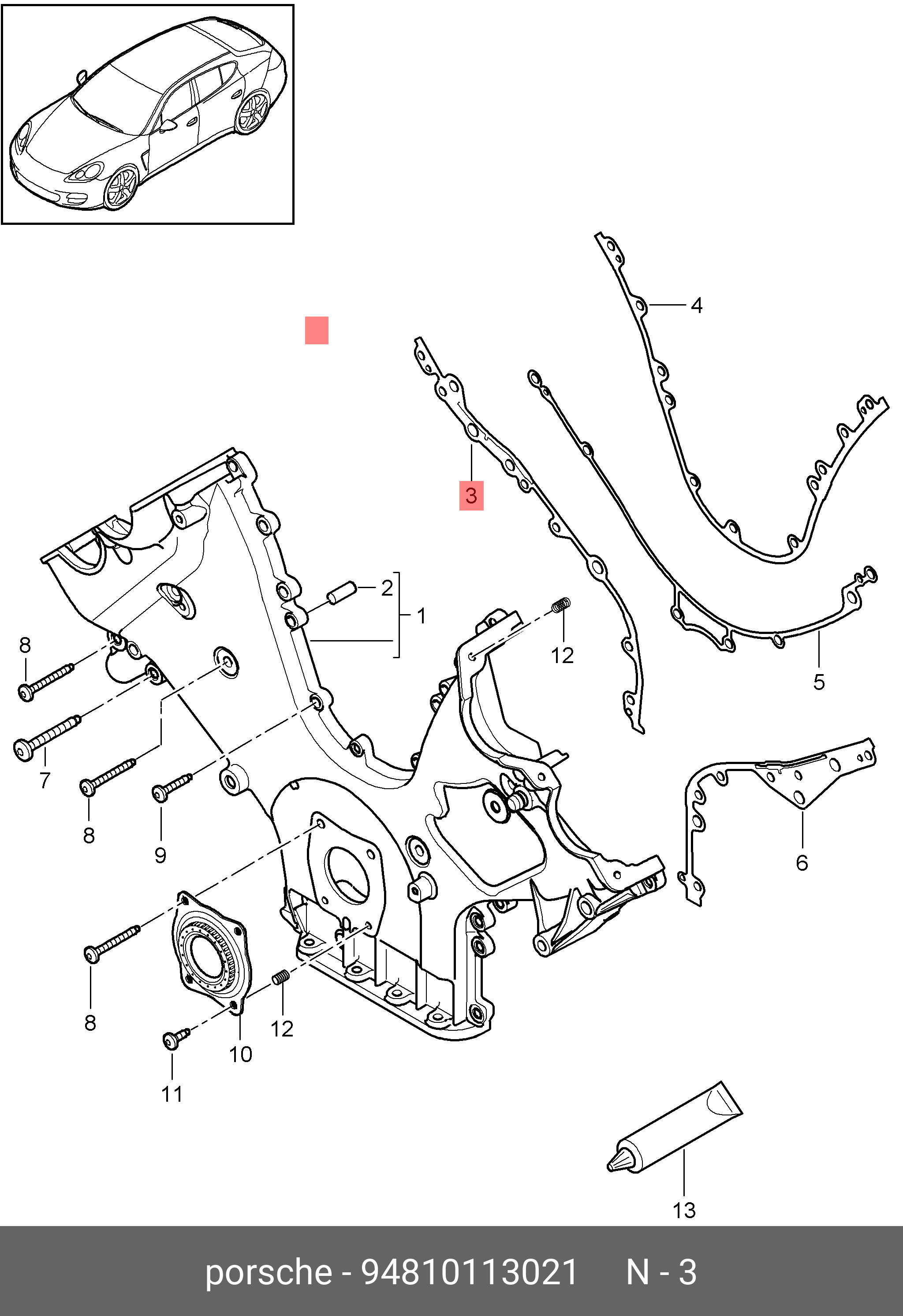 Прокладка передней крышки ДВС - Porsche 94810113021