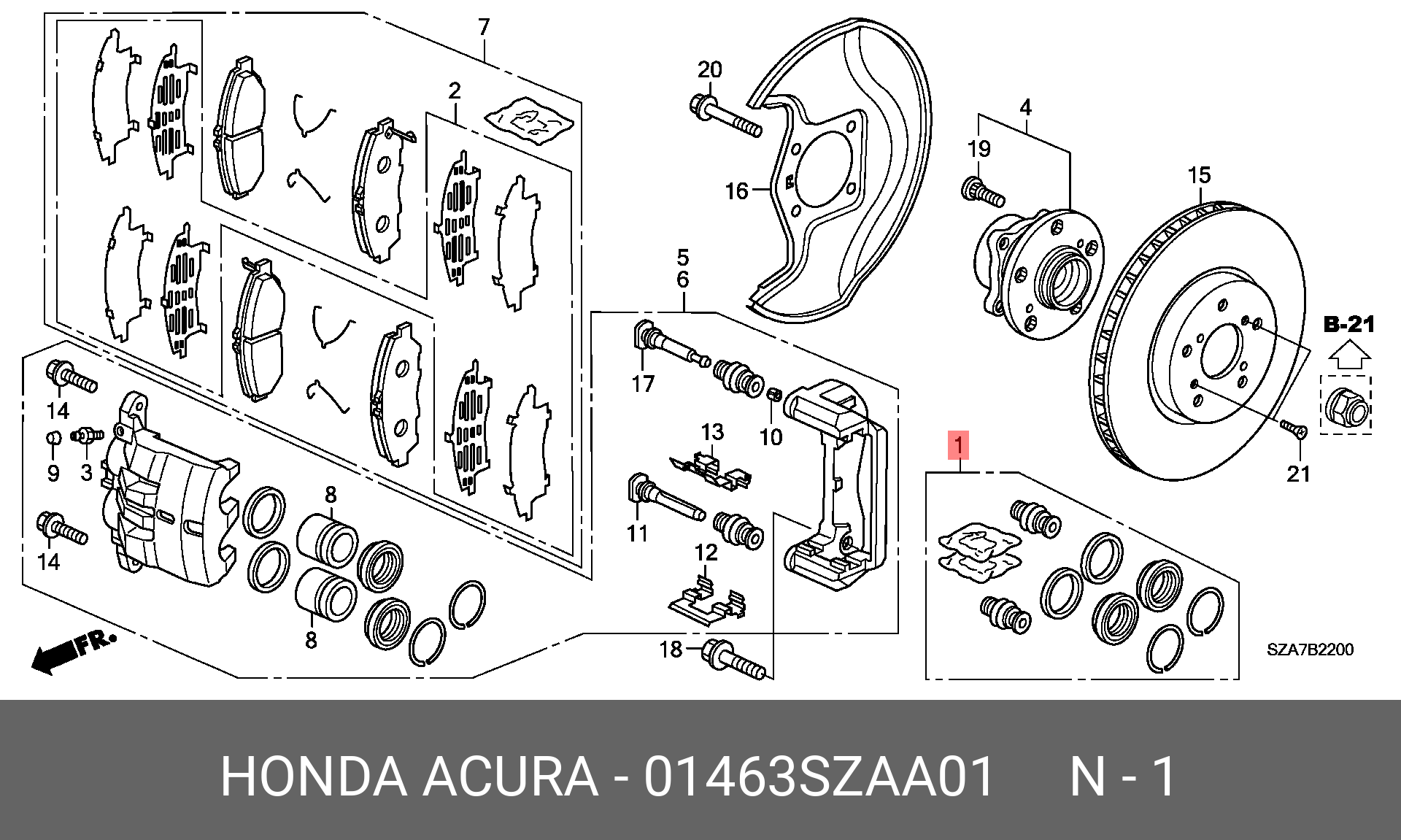 Ремкомплект переднего суппорта | перед | - Honda 01463-SZA-A01
