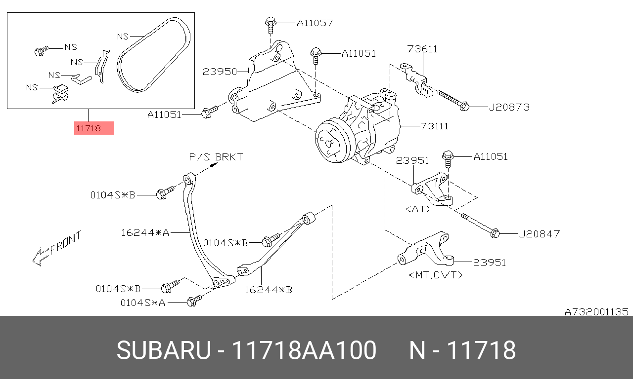 Ремень поликлиновый - Subaru 11718AA100