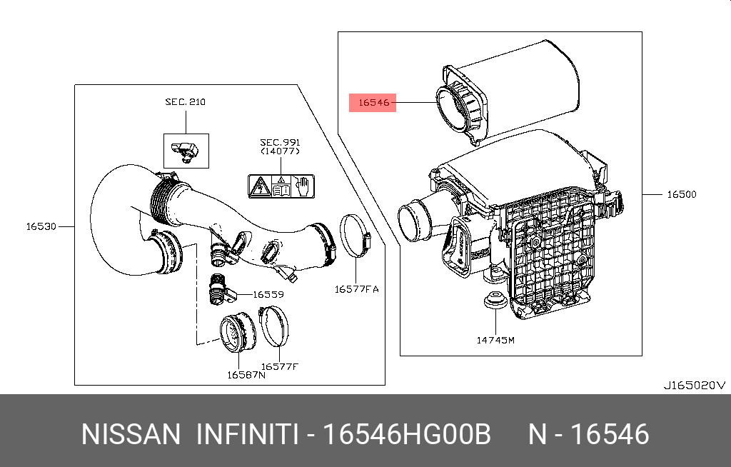 Фильтр воздушный - Nissan 16546-HG00B