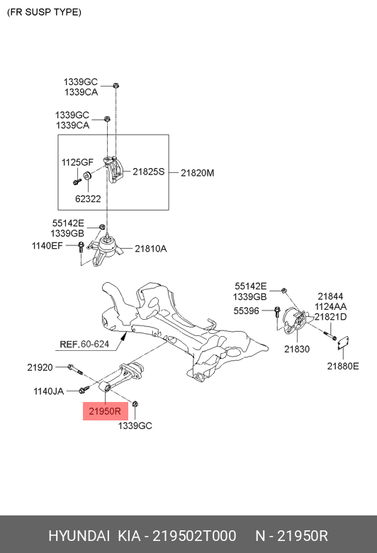 Опорный узел двигателя - Hyundai/Kia 219502T000