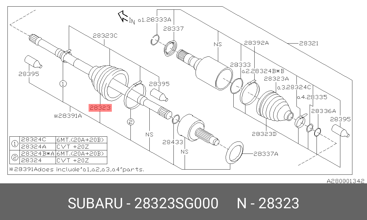 Пыльник ШРУСа - Subaru 28323-SG000